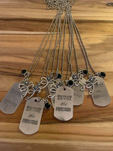 Load image into Gallery viewer, Whispering Souls Mantra Dog Tags with Healing Crystals