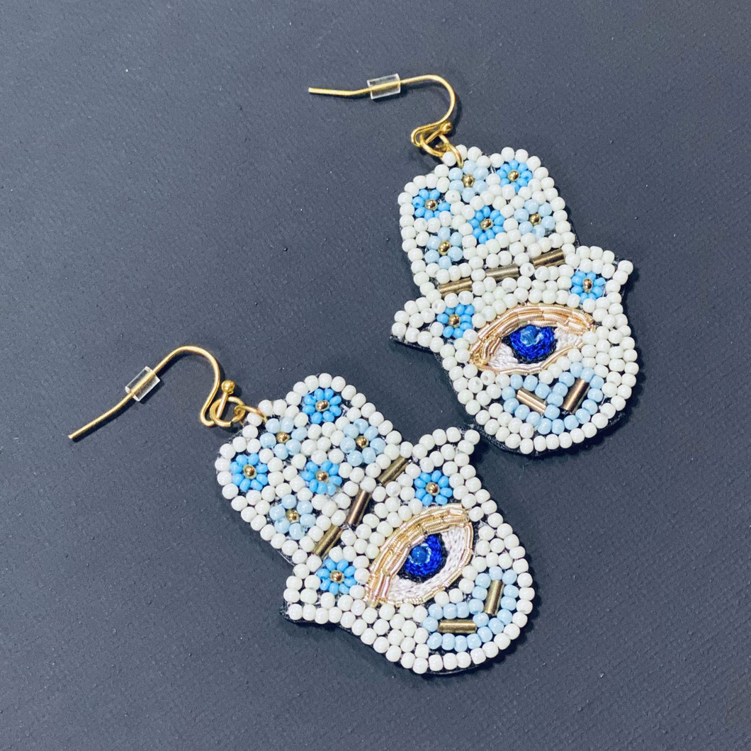 Hamsa Protection Earrings with Beads