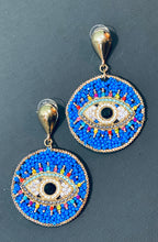 Load image into Gallery viewer, Evil Eye Dangle Stud Earrings with Beads