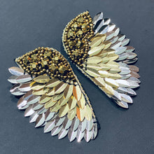 Load image into Gallery viewer, Angel Wing Sequin Earrings with Beads