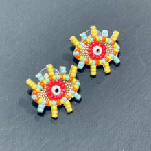 Load image into Gallery viewer, Evil Eye Stud Earrings with Beads
