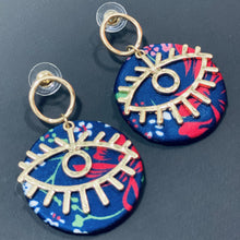 Load image into Gallery viewer, Floral Evil Eye Medallion Earrings
