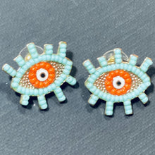 Load image into Gallery viewer, Evil Eye Stud Earrings with Beads