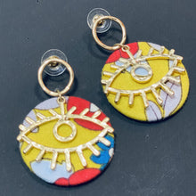 Load image into Gallery viewer, Floral Evil Eye Medallion Earrings