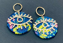 Load image into Gallery viewer, Floral Evil Eye Medallion Earrings