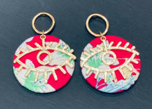Load image into Gallery viewer, Floral Evil Eye Medallion Earrings
