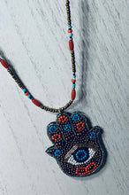 Load image into Gallery viewer, Hamsa & Evil Eye Necklace with Beads