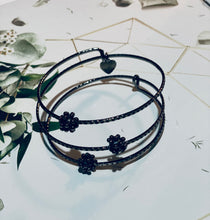 Load image into Gallery viewer, Three Ring Pewter Bangle with Charms