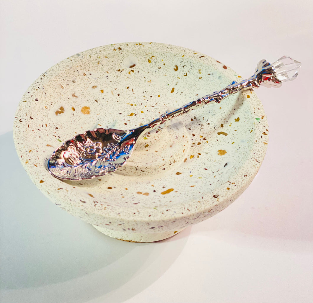 Decorative Metal Spoons with Clear Quartz