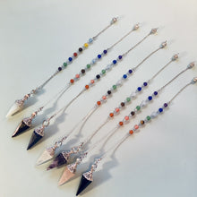 Load image into Gallery viewer, Crystal Point Pendulum with Seven Chakra Crystal Chain