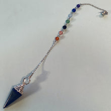 Load image into Gallery viewer, Crystal Point Pendulum with Seven Chakra Crystal Chain
