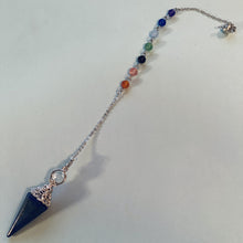 Load image into Gallery viewer, Crystal Point Pendulum with Seven Chakra Crystal Chain