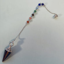 Load image into Gallery viewer, Crystal Point Pendulum with Seven Chakra Crystal Chain