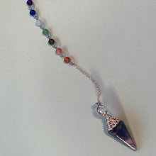 Load image into Gallery viewer, Crystal Point Pendulum with Seven Chakra Crystal Chain