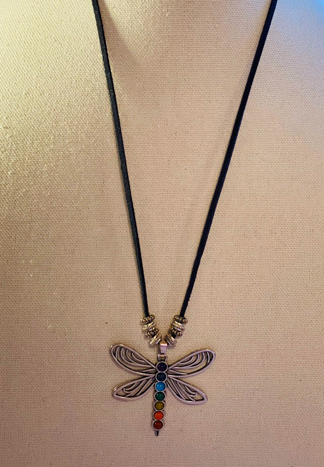Dragonfly Chakra Necklace with Gemstones