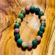 Load image into Gallery viewer, Green & Red Flower Agate Crystal Bracelet