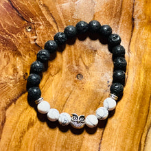 Load image into Gallery viewer, Lava Stone Owl Charm Bracelet