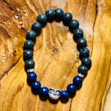 Load image into Gallery viewer, Lava Stone Owl Charm Bracelet