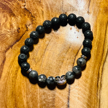 Load image into Gallery viewer, Lava Stone Owl Charm Bracelet