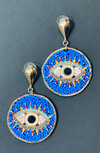 Load image into Gallery viewer, Evil Eye Dangle Stud Earrings with Beads
