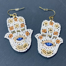 Load image into Gallery viewer, Hamsa Protection Earrings with Beads
