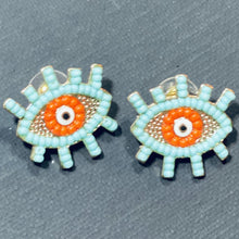 Load image into Gallery viewer, Evil Eye Stud Earrings with Beads
