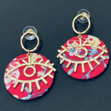 Load image into Gallery viewer, Floral Evil Eye Medallion Earrings
