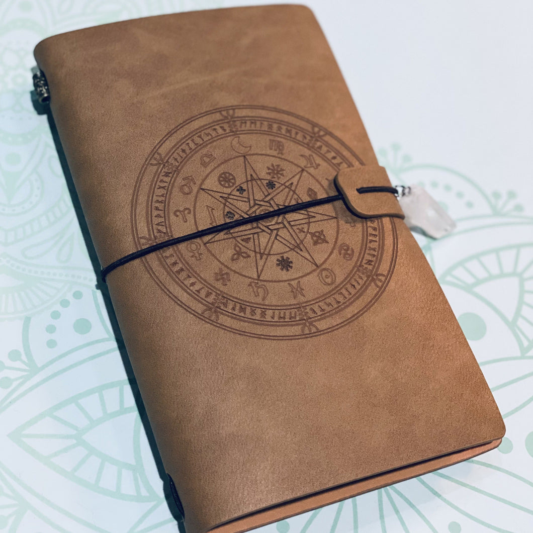 Zodiac Leather-Bound Journal with Crystal