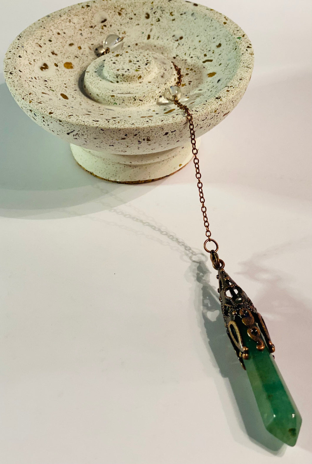 Crystal Pendulum with Bronze Decorative Detail