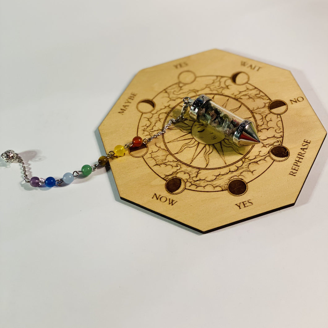 Seven Chakra Crystal Beaded Glass Pendulum
