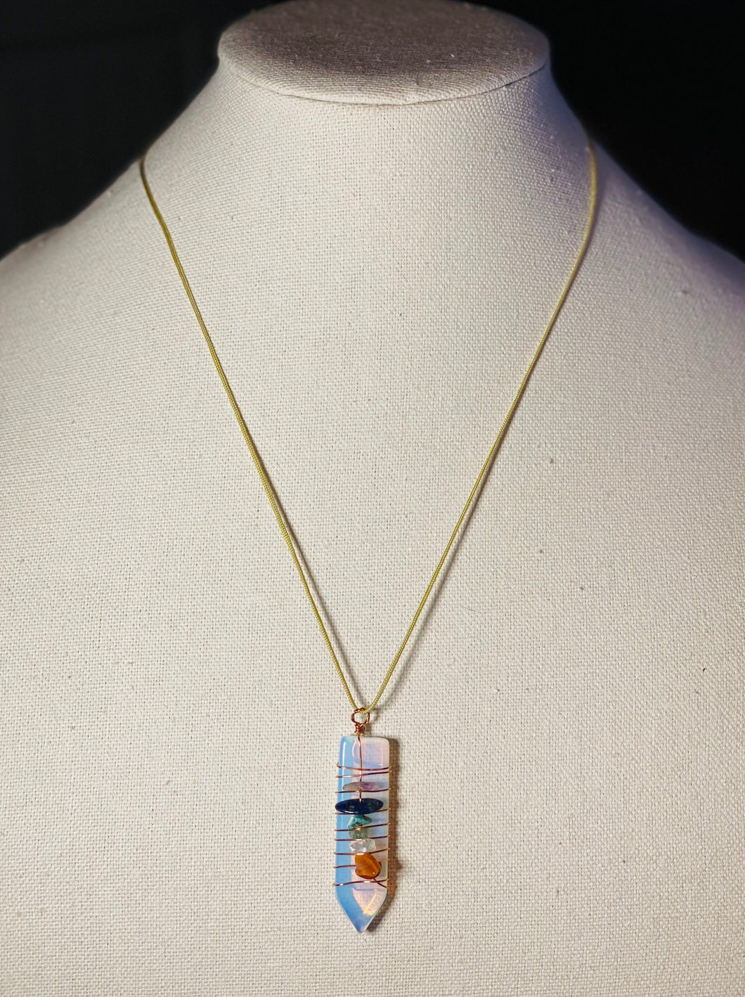 Chakra Wire Wrapped Crystal Pendant
