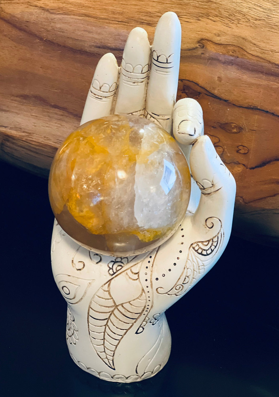 Yellow Fire Quartz Crystal Sphere