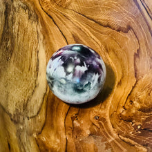 Load image into Gallery viewer, Feathered Fluorite Crystal Sphere with Druzy
