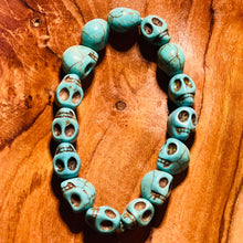 Load image into Gallery viewer, Turquoise Skull Crystal Bracelet
